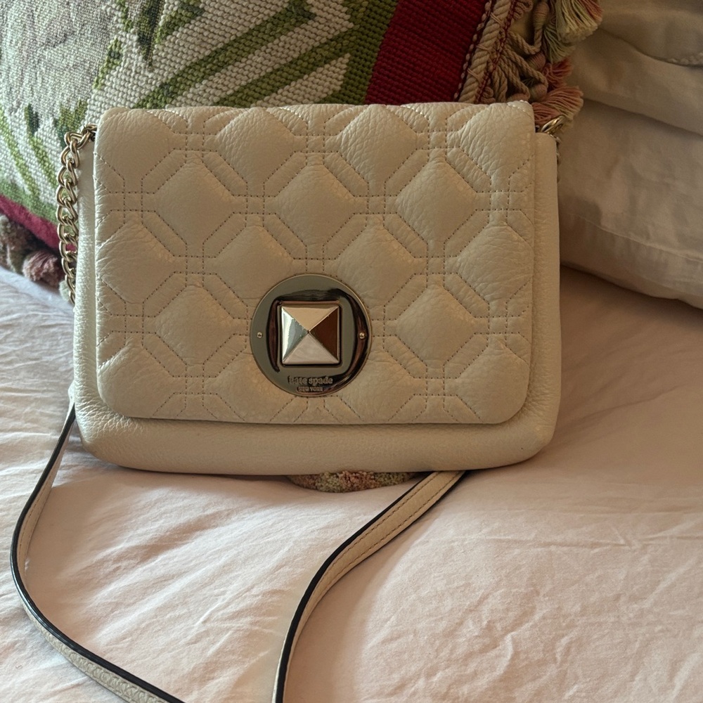 kate spade Cream Quilted Leather Crossbody with Stud Turn-Lock